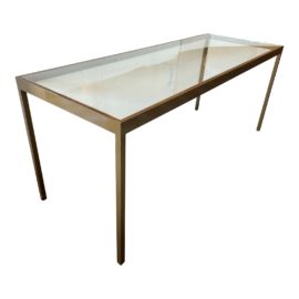 Custom Fabricated Auto Painted Steel and Glass Console Table. Original Price: $2,500