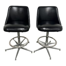 Tufted Swivel Counter Stools, a Pair