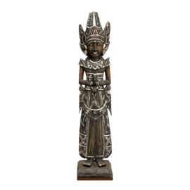 Brazilian Hand Carved + Painted Wood Goddess Statue