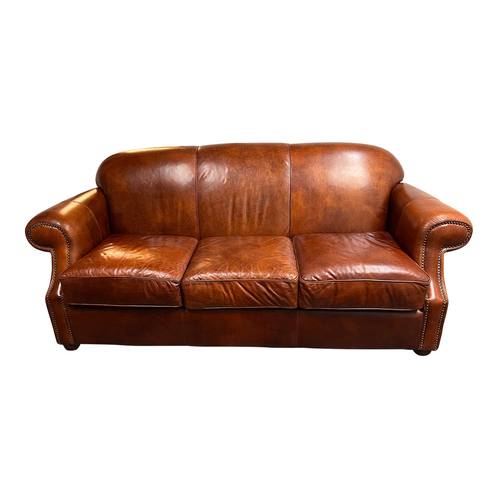 Robinson & Robinson Leather Sofa with Ottoman - AptDeco