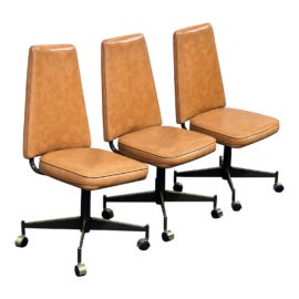 1980's Douglas Furniture of California Vinyl Dinette Chairs, Set of Three