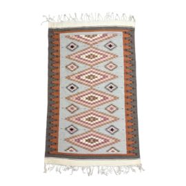 Vintage Mexican 1980's Oaxaan Woven Rug - 4′12″ × 9′6″