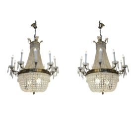 Italian Crystal Chandeliers, a Pair