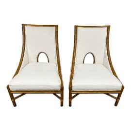 McGuire Barbara Barry Upholstered Lounge Chairs, a Pair