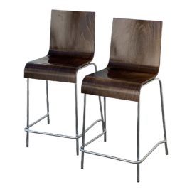 Cassel Contemporary Bentwood Bar Stools, a Pair