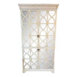 Oly Studio Elisabeth French Country Antiqued White Mirror Armoire. Original Price: $7,125