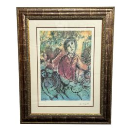 Marc Chagall Artist With Lovers Limited Edition Large Framed Print 450/500