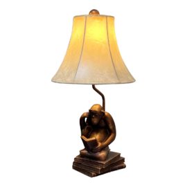 Book + Monkey Metal Table Lamp