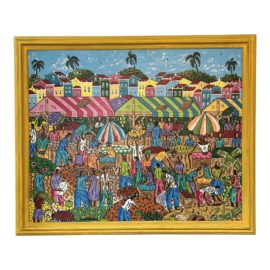 Framed Brazil Market Scene, Unknown Artist