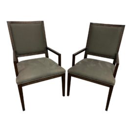 Restoration Hardware French Contemporary Square Armchairs, a Pair. Original Price: $1,870