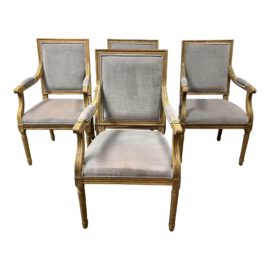Restoration Hardware Vintage French Square Back Dining Chairs, a Set of Four. Original Price: $3,440