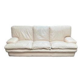 Roche Bobois Studio Datcha Blush Leather Sofa, Circa 1976