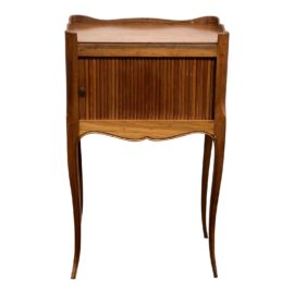 Antique French Tambour Door Chevet Table