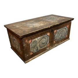 Vintage Handpainted Wood Trunk