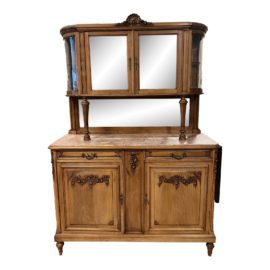 Guerin Vintage Two-Piece Marble + Mirror Hutch