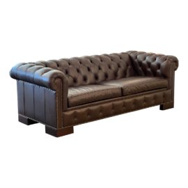 McKinley Leather Chesterfield Sleeper Sofa. Original Price: $5,500