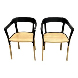 Magis Ronan + Erwan Bouroullec Steelwood Arm Chairs, a Pair. Original Price: $1,790