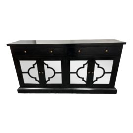 Contemporary Black Sideboard With Mirror + Brass Features. Original Price: $1,600