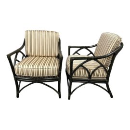 McGuire Furniture Cathedral Arm Chairs, a Pair. Original Price: $7,000