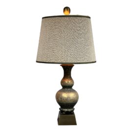 Vintage Embossed Brass Table Lamp