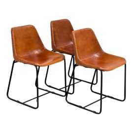CB2 Roadhouse Saddle Leather Dining Chairs, Set of 3. Original Price: $747