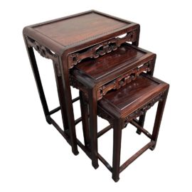 Vintage Chinese Rosewood Nesting Tables, Set of Three