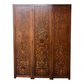 Vintage Edwardian Style Hand Painted Three Panel Screen