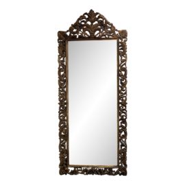Hand Carved Mango Wood Leaner Floor Mirror