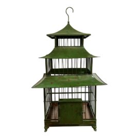 Vintage Pagoda Style Kelly Green Birdcage