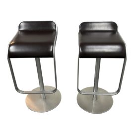 Design Within Reach LaPalma Shin + Tomoko Azumi Lem Piston Leather Adjustable Stools -A Pair. Original Price: $1,990