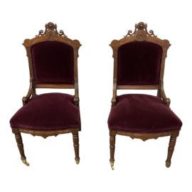 19th Century Victorian East Lake Side Chairs, a Pair