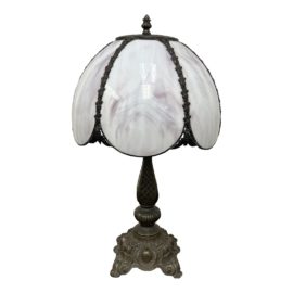 Vintage Metal + Lavender Glass Table Lamp