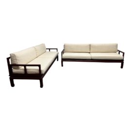 Gump's Asian Style Rosewood Showcase Sofa, Pair