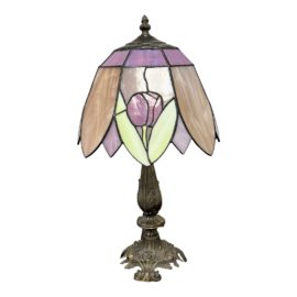 Vintage Tulip Stained Glass Table Lamp