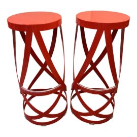Cappellini Red Ribbon Barstools, a Pair. Original Price: $1,470