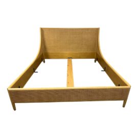 California King McGuire Barbara Barry Caned Rattan Sleigh Bed. Original Price: $7,900