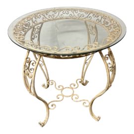 Vintage Wrought Iron Table + Glass Toop