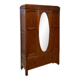 Vintage Edwardian Three Piece Oval Mirrored Wardrobe. Original Price: $1,132