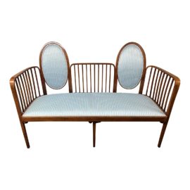 Antique J & J Kohn Gustav Siegel Vienna Secession Silk Settee No. 415. Original Price: $5,998