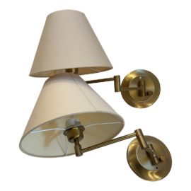 Holtkotter Vintage Brass Swing Arm Sconces, a Pair
