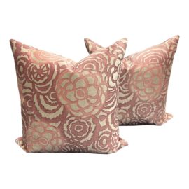 Gabraith & Paul Pink + Coral Square Pillows, a Pair. Original Price: $325