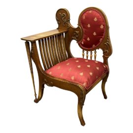 Antique Edwardian Side Chair With Shallow Shelf/Armrest