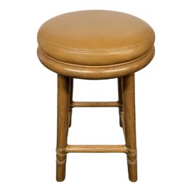 McGuire Leather Wrapped Bamboo Swivel Counter Stool