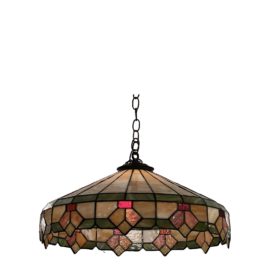 Vintage Tiffany Style Stained Glass Geometric Pendant Light