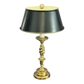 Vintage Brass Desk Lamp With Black Metal Shade