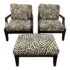 A. Rudin Number 620 Zebra Print Armchairs + Ottoman Set. Original Price: $8,300