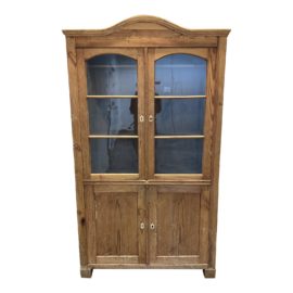 Antique Wood + Glass Armoire Cabinet