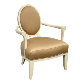 Barbara Barry for Baker Furniture Upholstered X-Back Arm Chair. Original Price: $4,000
