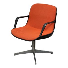 Jackson Pollock Style Swivel Office Desk Chair in Black and Orange
