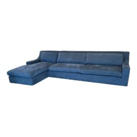 Restoration Hardware Parisian Classic Slope Arm 2pc Sectional in Indigo Brushed Belgian Linen. Original Price: $5,300